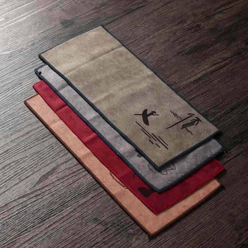 茶巾 吸水性 速乾 高耐久 綿麻 厚手 両面 刺繍柄 禅風 新和風 モダンアジアン 茶道具 茶道用 卓上 テーブルクロス ランチョンマット キッチンクロス