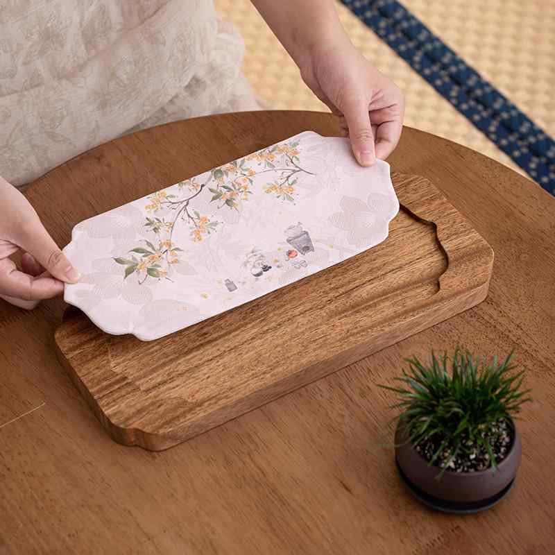 茶盤 ウォールナット材 天然木 乾式茶台 新中華風 モダンデザイン コンパクト 家庭...