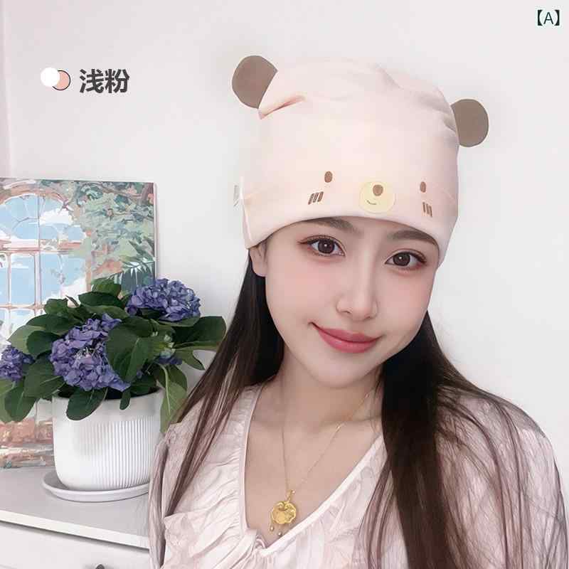 帽子 レディース ケア帽子 月子帽 産後 妊婦 ヘッドバンド ターバン 防風 コットン...