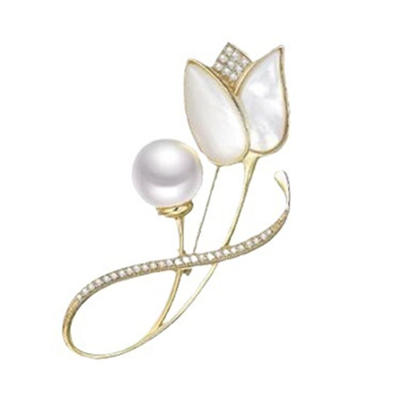 ブローチ レディース マグノリア 花モチーフ 合金製 エポキシ樹脂加工 上品 エレガ...