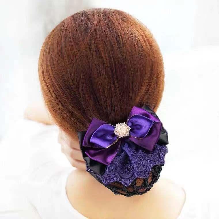 ・カテゴリ: ヘアクリップ・主な素材: 絹紗・スタイル: エスニック・対象: 女性・製法: ハンドメイド・カラー展開: パープル（粗いネット）、ブラック（粗いネット）、ブルー（粗いネット）、パープル（細かいネット）、ブラック（細かいネット）、ブルー（細かいネット）・デザイン要素: リボン、バイカラー