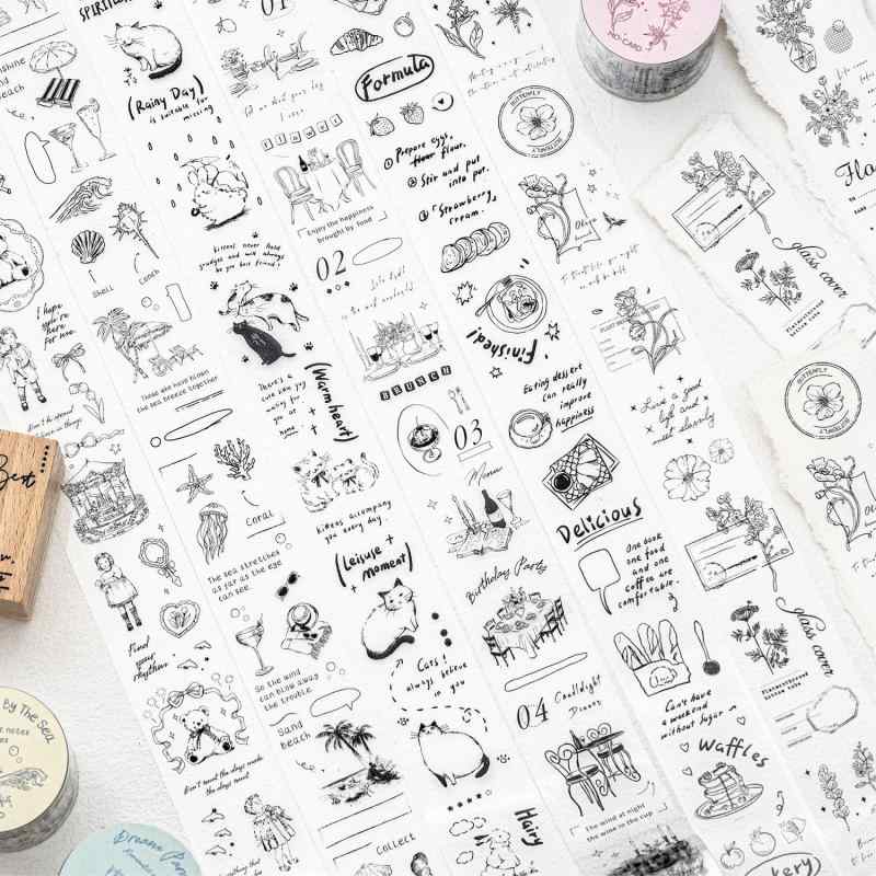 マスキングテープ 手芸 DIY デコレーション 飾り テープ 手帳用 日記 かわいい イラスト 6種セット