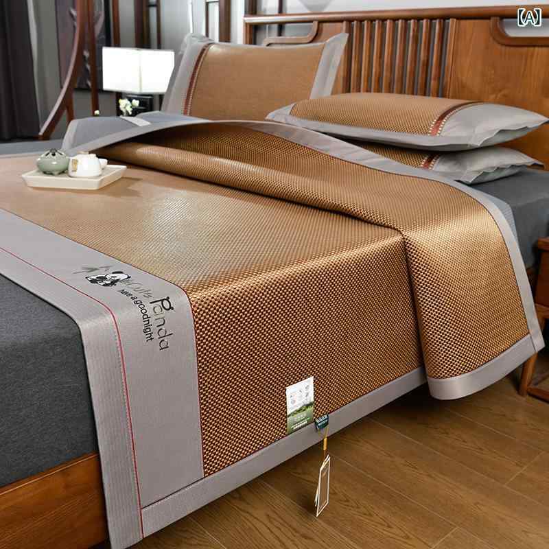 Heat Insulation Sheets - 敷きパッド 接触冷感 ラタン 涼感 シーツ 厚手 ひんやり 折りたたみ 夏用 寝具 カバー セット ウォッシャブル 防ダニ 通気性 快眠 抗菌 防臭