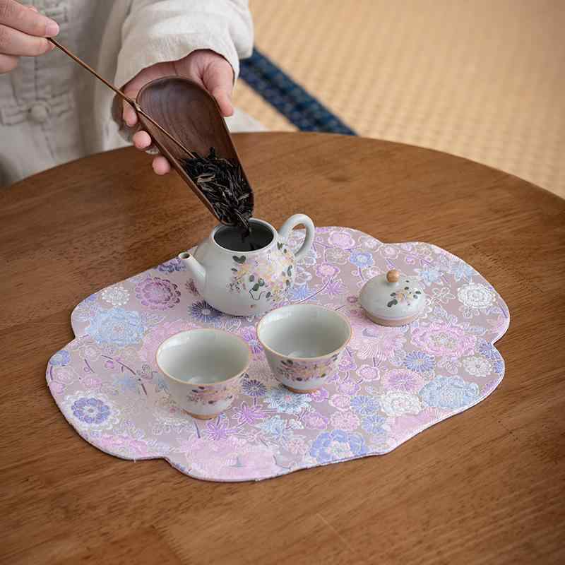 茶席 錦織 刺繡 新中華風 家庭用 布製 ティーマット テーブルランナー 茶卓用 ティ...