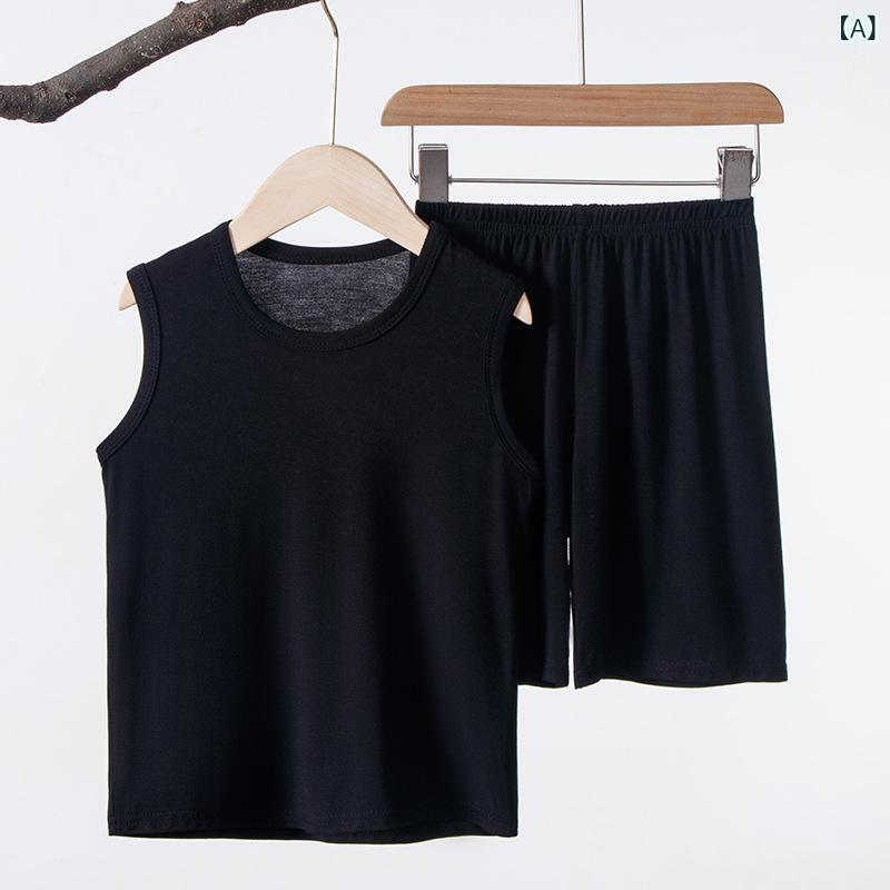 Roomware Kids Setup Primavera-Verano Materiales Modales Manchas delgadas Medio mango Pantalones cortos 2 Pantalones cortos 2 Pantalones pequeños Junior Sin tierra Simplemente Pantalones de habitación Pijamá — vista 2