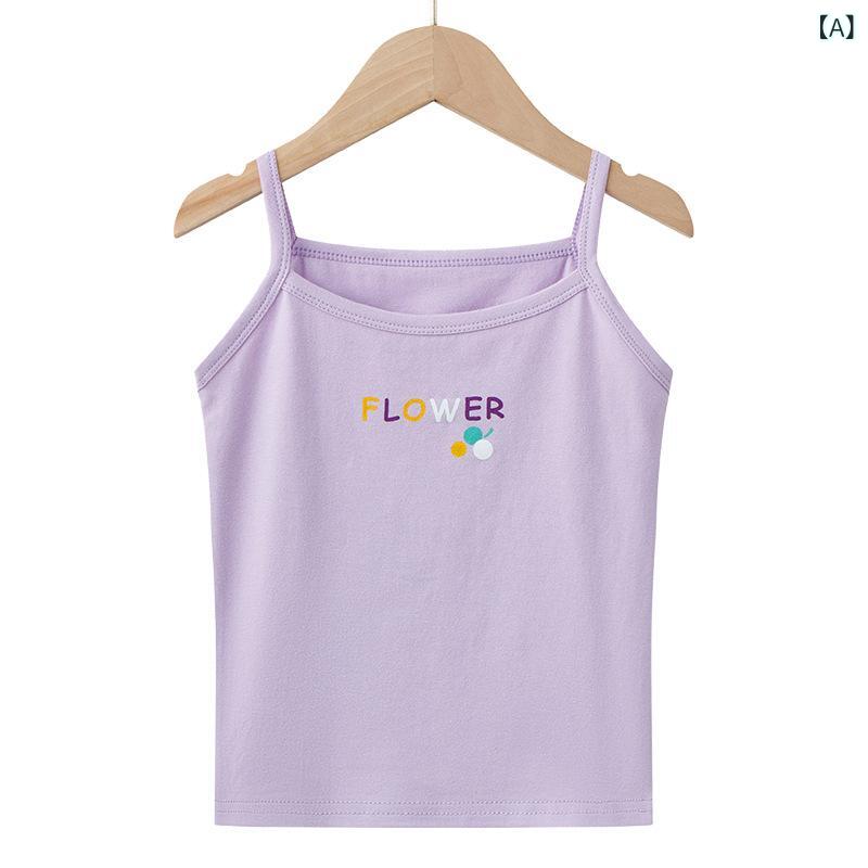 ふんわり暮らし鞄店のタンクトップ キッズ 女の子 キャミソール インナーシャツ ノースリーブ コットン 薄手 涼しい かわいい カ通 プリント 韓国風 プリンセス 春夏｜アングル2