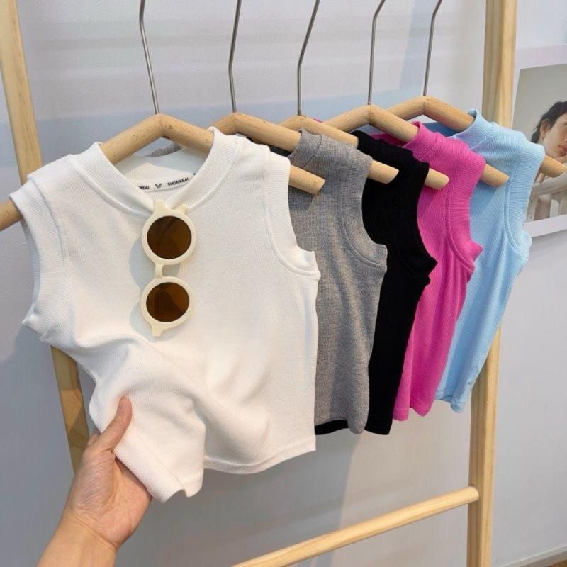 タンクトップ キッズ 女の子 トップス インナー キャミソール ノースリーブ カットソー 春夏 無地 シンプル コットン カジュアル 丸首 かわいい 柔らかい