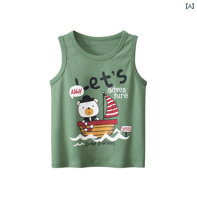 タンクトップ キッズ 男の子 コットン100% トップス ラウンドネック スリーブレス ...