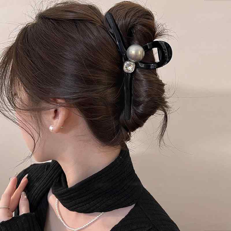 ヘアクリップ レディース 大きめ バンスクリップ 髪留め 髪飾り パール ジルコニア...