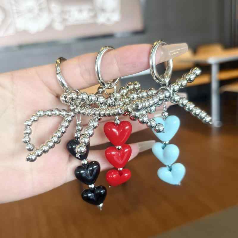 キーホルダー レディース バッグチャーム 蝶結び ハート 星 ビーズ かわいい おしゃれ ファッション小物 アクセサリー