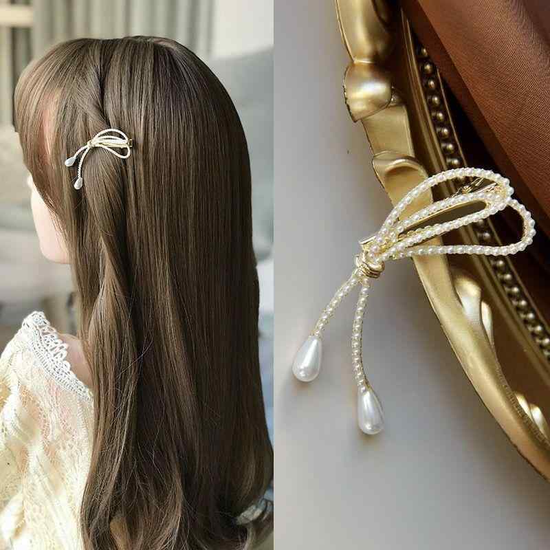 乐天商城 - ヘアクリップ レディース 髪留め 鴨嘴クリップ フェイクパール レトロ ファッション雑貨 髪飾り まとめ髪