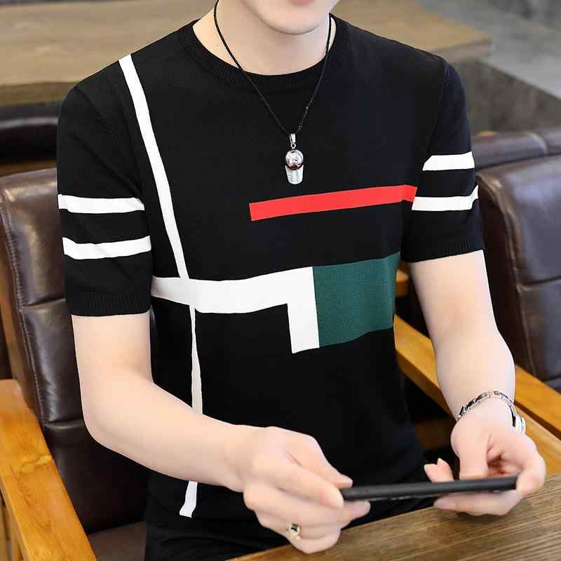 Rakuten - Tシャツ メンズ 春夏 半袖 丸首 ストライプ 胸ポケット カジュアル トップス プルオーバー 吸汗速乾 快適 薄手 インナー