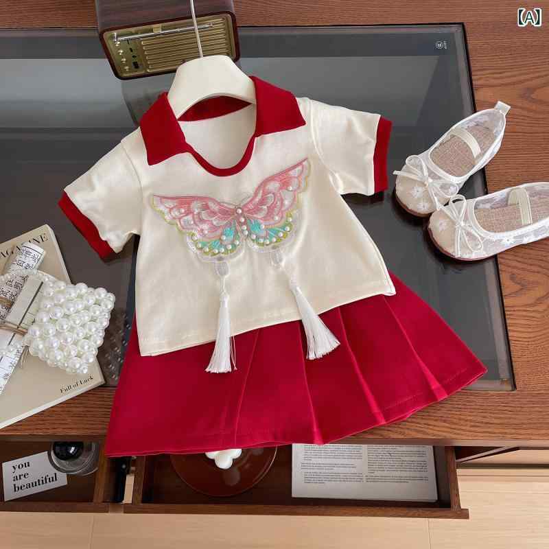 セットアップ キッズ 女の子 半袖 夏 ポロシャツ プリーツスカート 2点セット Tシ...