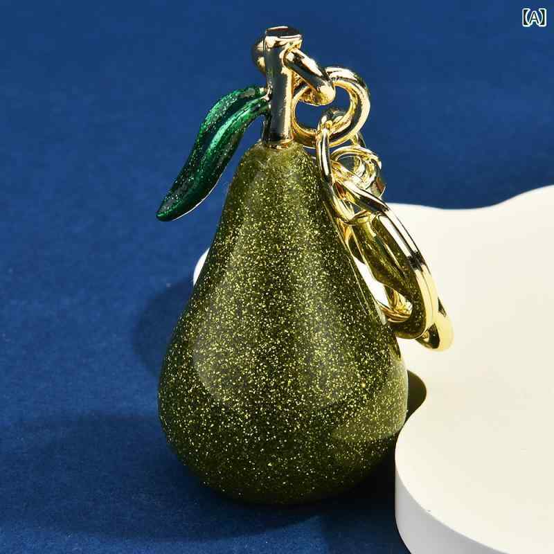 キーホルダー レディース フルーツ 梨 洋梨 かわいい バッグチャーム アクセサリー...