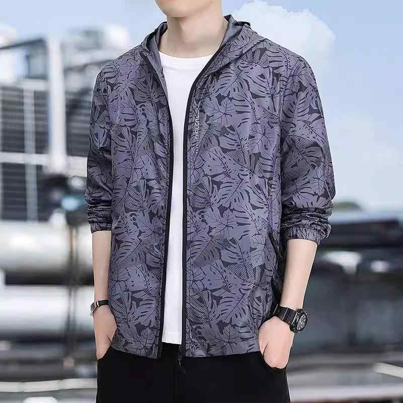 Men's Spring/Summer Jacket: Cooling Fabric, UV Protection, Windproof, Ultra-Thin, Water-Repellent, Hooded, Outdoor/Fishing Wear, Casual, Full-Zip Outerwear