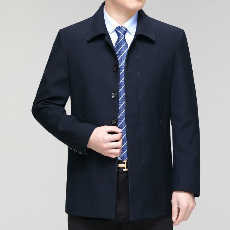 ジャケット メンズ 春秋 ビジネス カジュアル 襟付き アウター 紳士 ウール 混紡 40代 50代 60代 スナップボタン ゆったり