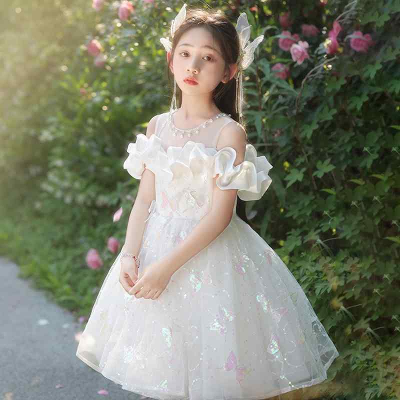 ワンピース キッズ 女の子 フォーマル ドレス 子供 プリンセス 七五三 発表会 演奏会 結婚式 花童 お呼ばれ ピアノ コンクール 演出服 ホワイト