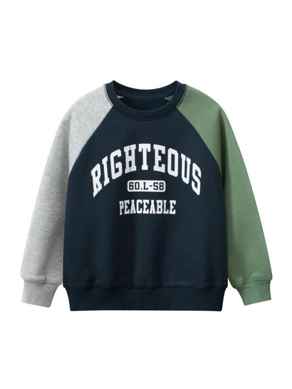・カテゴリ: キッズパーカー・スタイル: 韓国風・性別: 男女兼用・対象年齢: 8歳以上（身長140cm以上）・生地加工: 柔軟加工・柄: アルファベット・生地の厚さ: 裏起毛・袖丈: 長袖・着用タイプ: プルオーバー・フード: フードなし・テーマ: スポーツ・主な素材: 綿・素材割合: 綿 37.2%・インナータイプ: ポリエステルライナー・カラー展開: ブルー・サイズ展開: 120cm、130cm、140cm、150cm、160cm、170cm