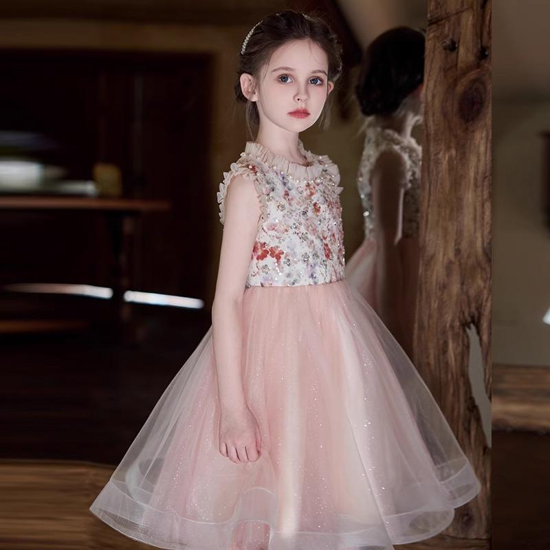 ワンピース キッズ 女の子 半袖 チュール チュチュドレス ピンク プリンセス ドレス 子供服 発表会 結婚式 フォーマル