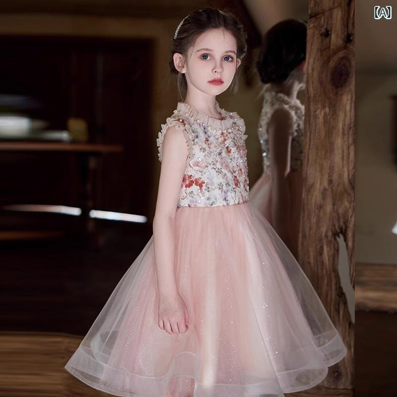 ワンピース キッズ 女の子 半袖 チュール チュチュドレス ピンク プリンセス ドレス 子供服 発表会 結婚式 フォーマル 2