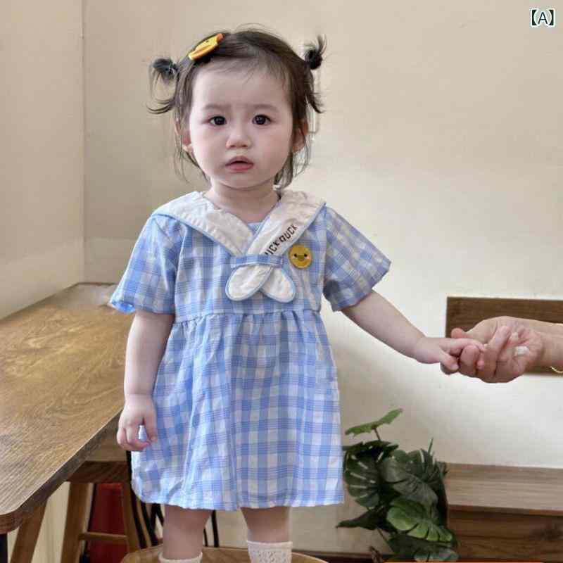 ワンピース キッズ 女の子 半袖 コットン 格子柄 チェック Aライン かわいい 夏 通...