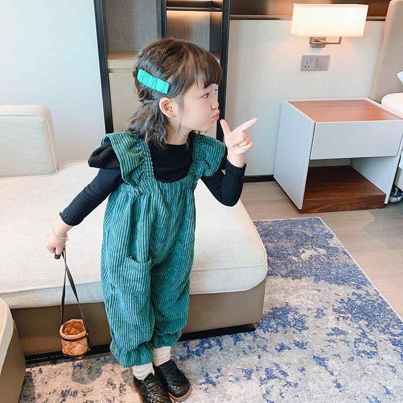 乐天商城 - セットアップ キッズ 女の子 秋 長袖 コーデュロイ サロペット ロングパンツ 2点セット 子供服 ベビー服 無地 カジュアル 防寒