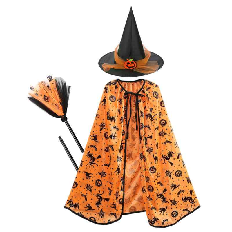 マント キッズ コスプレ ハロウィン 魔法使い カボチャ 魔女 ローブ ポンチョ 仮装 衣装 男の子 女の子