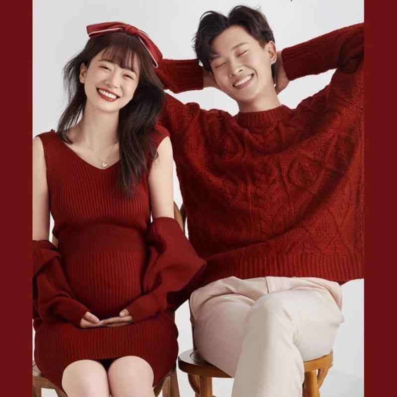 セーター レディース メンズ マタニティフォト ペアルック 夫婦 カップル クリスマ...