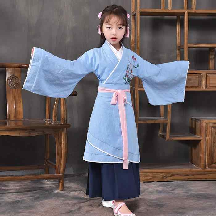 漢服 女の子 子供 伝統 衣装 和服 着物 襦袢 スカート キッズ 110 160cm 記念撮影 ...