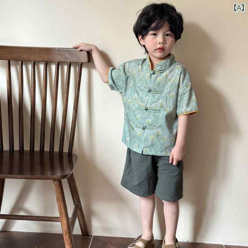 ・スタイル: 中国風・厚さ: 薄手・主な素材: 綿 ・カラー展開: 中式セットアップ、グリーンワンピース・サイズ展開: 80cm、90cm、100cm、110cm、120cm、130cm、140cm、150cm・対象年齢: 3〜8歳（100〜140cm）・カテゴリ: 子供用旗袍・唐装・民族衣装