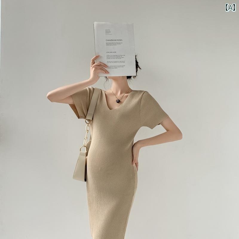 ワンピース レディース 妊婦 授乳服 マタニティウェア 半袖 接触冷感 Vネック リブ...