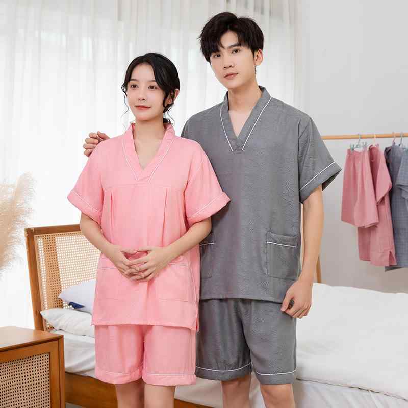サウナ服 男女兼用 レディース メンズ 大きいサイズ セットアップ 部屋着 接触冷感 吸汗速乾 5分袖 ハーフパンツ 高級感 温泉 浴衣 ホテル スパ