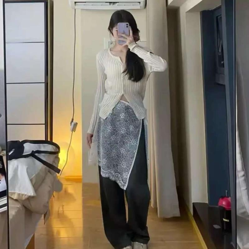 乐天商城 - スカート レディース レース ペチコート 重ね着 レイヤード リボン 巻きスカート ひざ丈 花柄 シースルー 透け感 体型カバー ガーリー おしゃれ フェミニン 通学 デート カジュアル Aライン