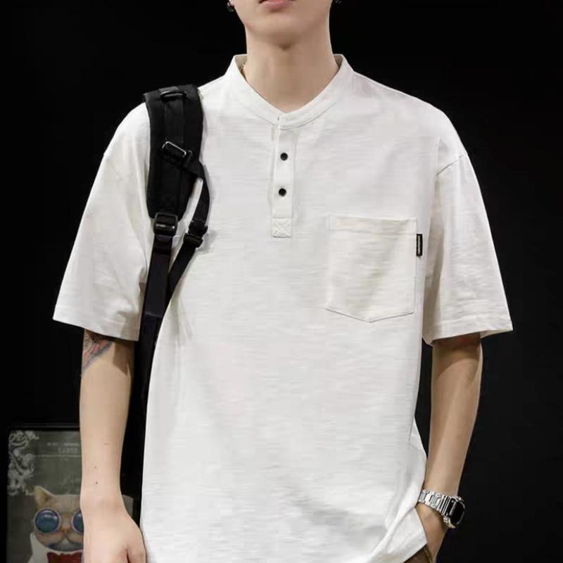 乐天商城 - Tシャツ メンズ 春夏 半袖 カットソー 丸襟 接触冷感 吸汗速乾 薄手 涼しい 無地 シンプル ポケット付き カジュアル トップス おしゃれ