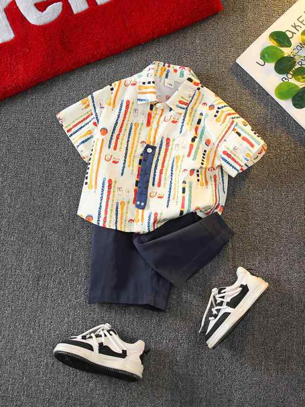 キッズ セットアップ 半袖 シャツ 男の子 女の子 子供服 コットン トップス ショートパンツ パジャマ ルームウェア キャラクター プリント カジュアル 快適 通気性 薄手