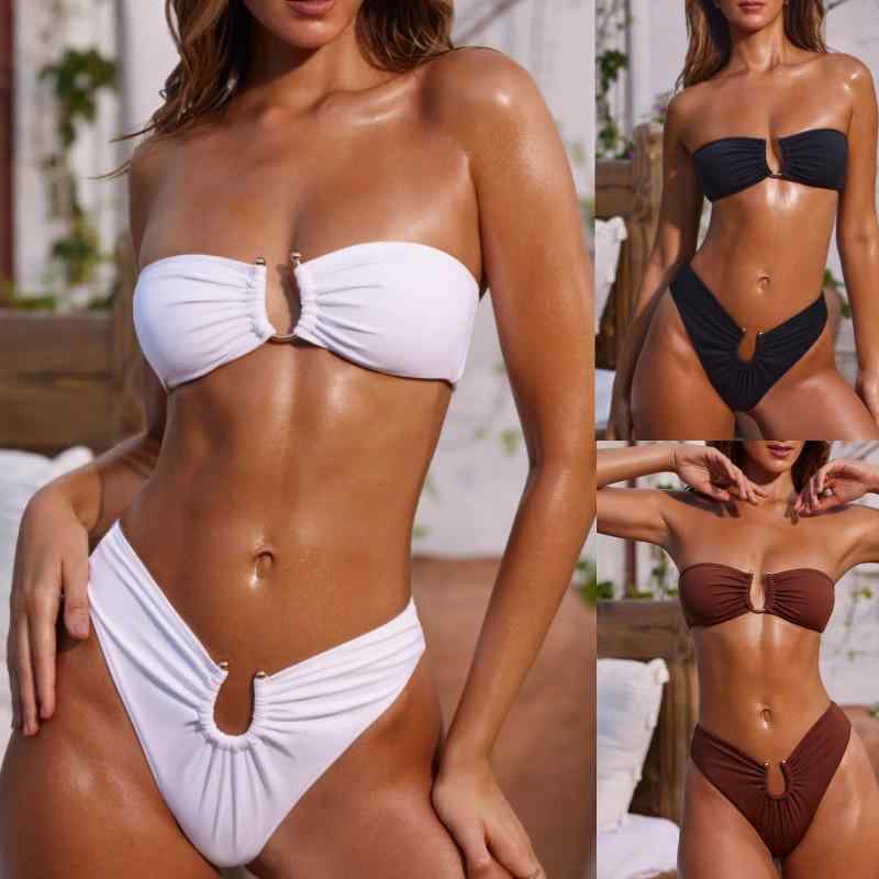 ・カテゴリ: 水着・スタイル: 性感、ハイウエスト、バックレス、高弾性、タイト・パッド・ワイヤー: 胸パッドあり、ワイヤーなし・素材: ナイロン・裏地素材: ポリエステル・重量: 約200g・着用シーン: スイミング、ウォータースポーツ・カラー展開: ブラック、ホワイト、ブラウン・サイズ展開: S、M、L・袖丈: ノースリーブ・デザイン: ビキニショーツ