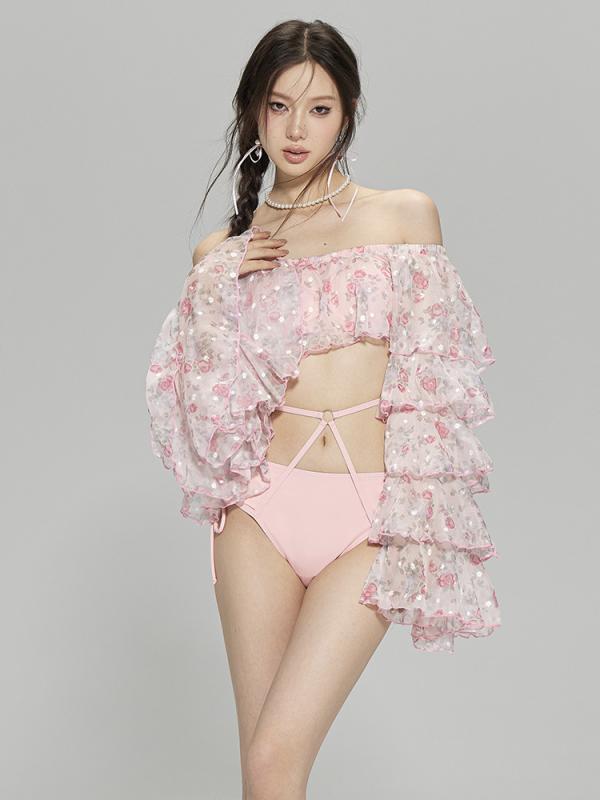 ・カテゴリ: 水着・対象性別: 女性・対象年齢: 成人・デザイン特徴: 小花柄、速乾、バックレス、高弾性、耐久性、フレッシュ・スチールブラケット: 胸パッド・スチールサポートあり・表地素材: ナイロン・表地素材比率: 82%・重量: 約350g・裏地素材: ポリエステル・裏地素材比率: 18%・対応シーン: 水泳、ウォータースポーツ・カラー展開: ピンク・サイズ展開: M、L、XL・袖丈: 長袖・スタイル: ビキニショーツ