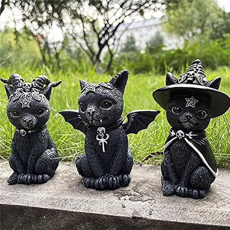 置物 万聖節 ハロウィン 黒猫 魔女 樹脂 飾り デコレーション 雰囲気作り インテリア 小物 オブジェ 雑貨 ギフト プレゼント