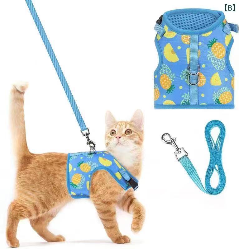 ハーネス 猫用 反行 首輪 脱げない 散歩 リード メッシュ 通気性 キャット 安全 軽...
