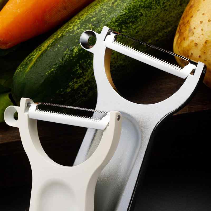 ピーラー 3in1 皮むき器 多機能 亜鉛合金 フルーツピーラー 芽取り付き U型 両面刃 野菜 果物 調理器具 キッチンツール 錆びにくい 握りやすい