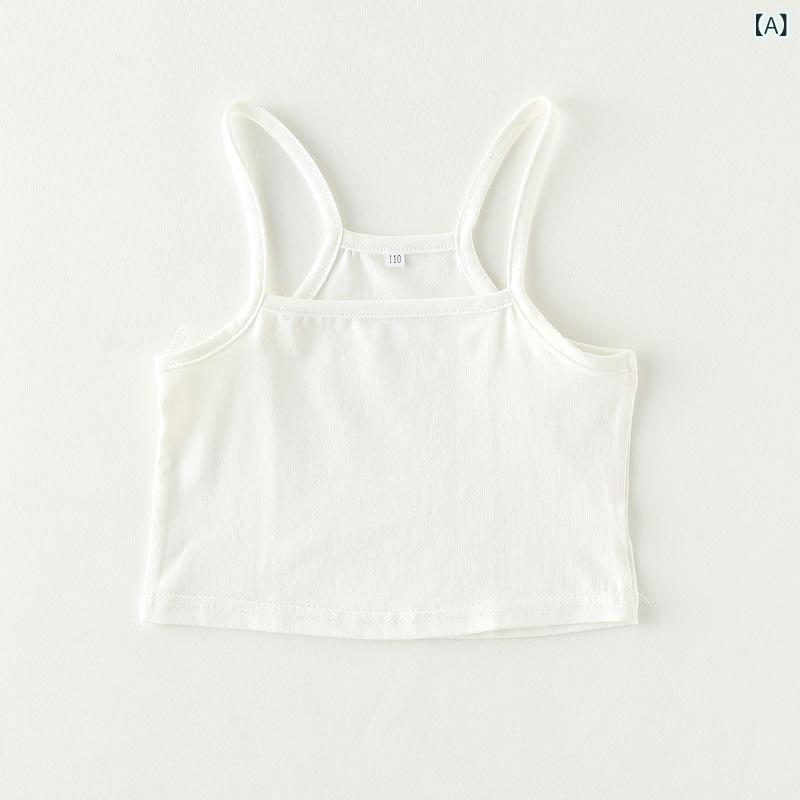 ふんわり暮らし鞄店のタンクトップ キッズ 女の子 ジュニア インナー キャミソール 春夏 肌着 下着 無地 ノースリーブ コットンプラス ショート丈 ガールズ シンプル 子供用｜アングル2