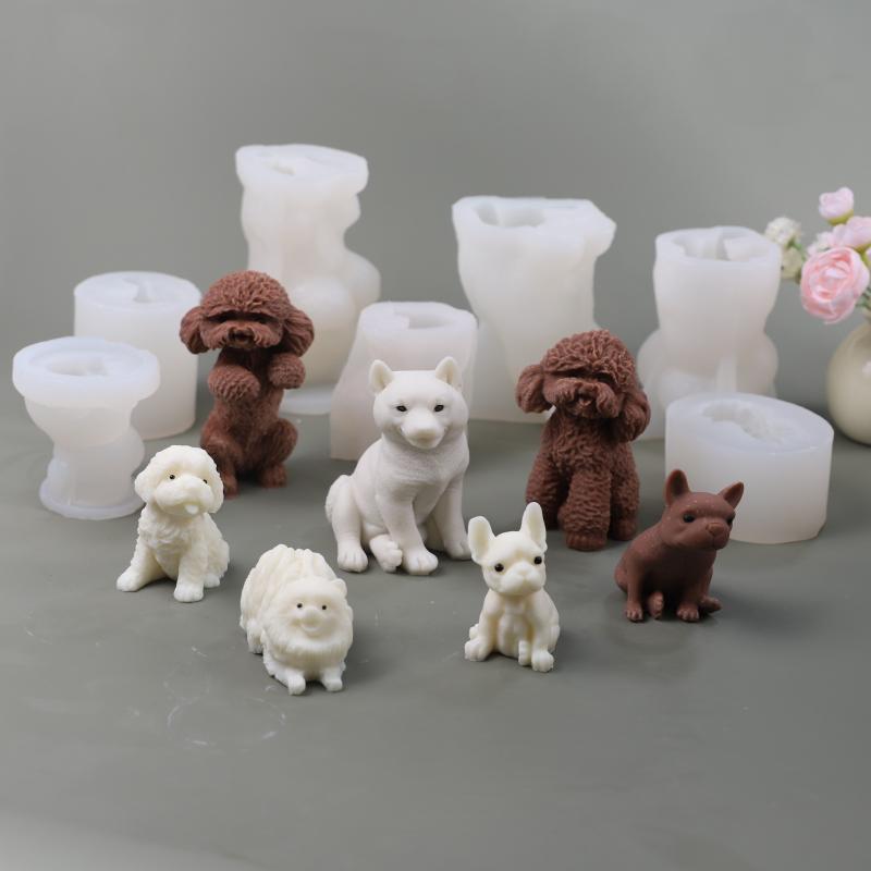 シリコンモールド ハンドメイド 立体 犬 テディベア 柴犬 キャンドル アロマストーン レジン 抜き型 り 石膏 置き物 クラフト DIY 3D かわいい 柔軟 耐久性