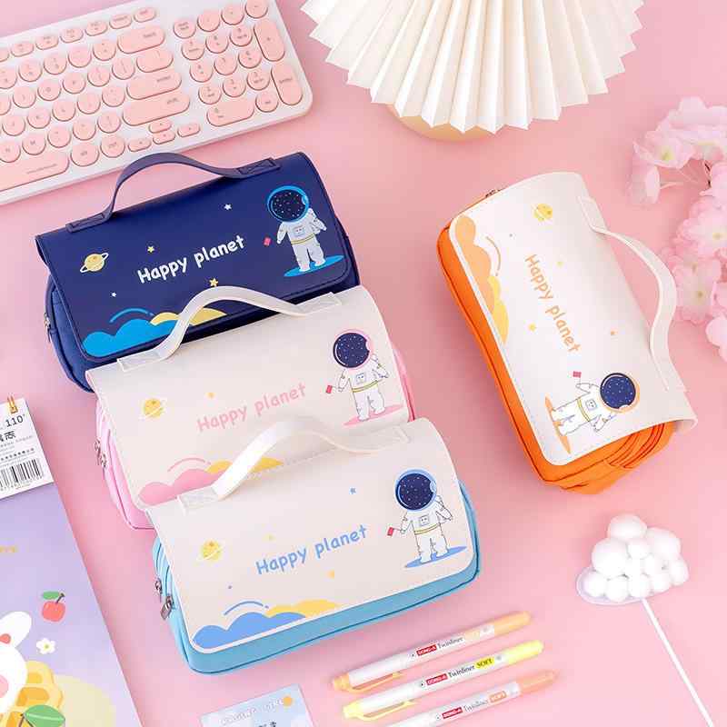 ペンケース キッズ レディース 大容量 筆箱 双層 撥水 耐摩耗性 収納ケース シンプル かわいい 小学生 中学生 高校生 文房具 soarsole-10393335 ふんわり暮らし鞄店 パッケージ画像