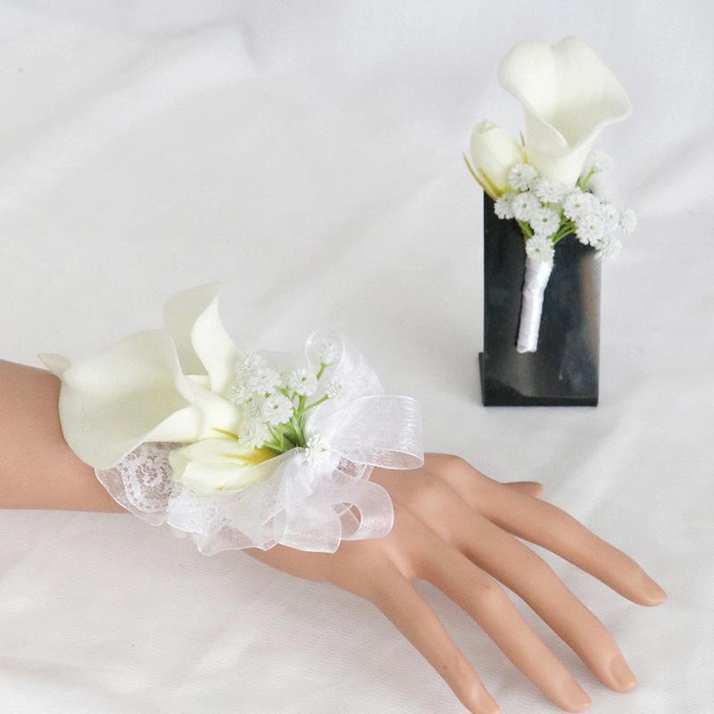 ・カテゴリ: コサージュ、リストブーケ・主な素材: PU・使用シーン: 結婚式、ブライダル・カラー展開: ホワイト・スタイル: 欧式