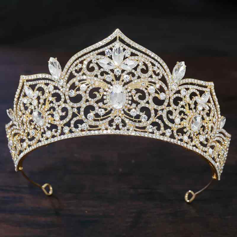 ヘアアクセサリー レディース 髪飾り クラウン ティアラ 高級感 バロック 王冠 ウエディング 結婚式 披露宴 二次会 誕生日 成人式 パーティー キラキラ ジルコニア ラインストーン