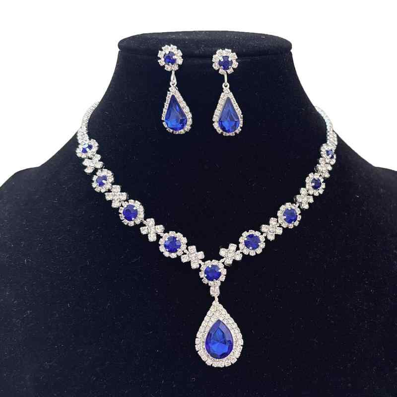 Women's Jewelry Set: Necklace and Earrings (2-piece set) - Decollete Chain, Waterdrop Design, Rhinestones, Sparkling, Luxurious, Elegant, Perfect for Weddings, Receptions, Parties, and Formal Occasions.