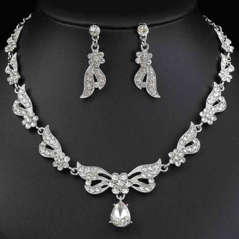 Women's Necklace Jewelry Set (2 pieces) - Ribbon Motif, Crystal-like Rhinestones, Electroplated - Perfect for Weddings, Parties, Banquets, and Dresses - Gold