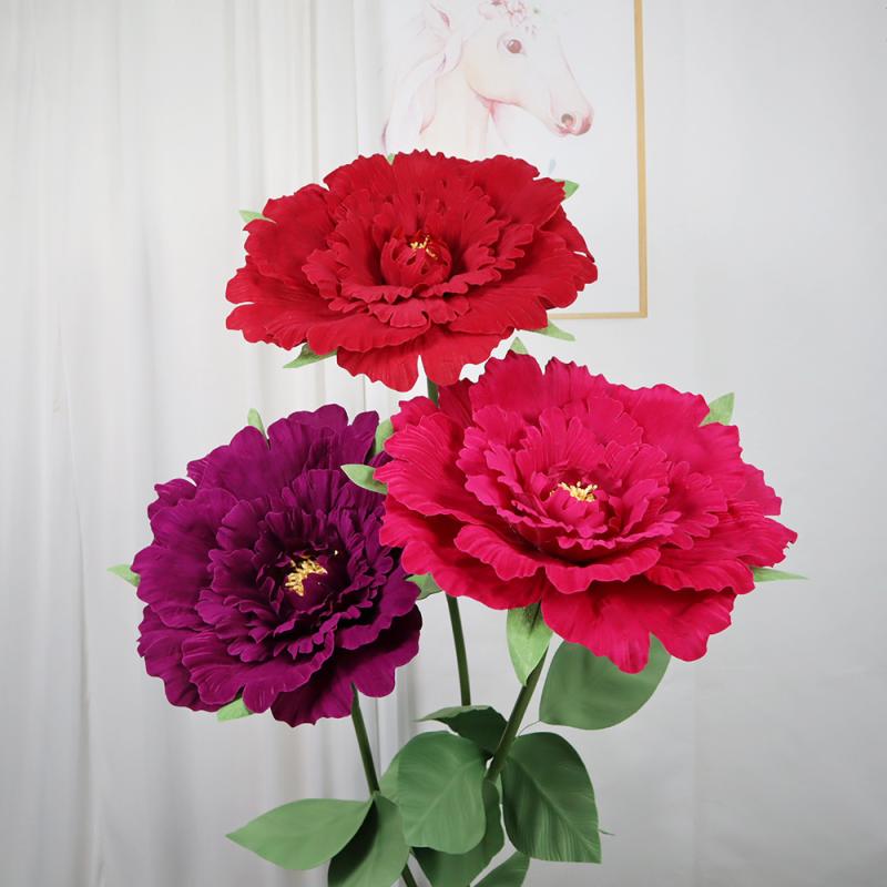 ・カテゴリ: 婚慶用品・主な素材: 布・サイズ: 高さ1.55m・カラー展開: 中国紅、酒紅色、明黄色、玫紅色、紫色・仕様: 木質底座付きセット（40cm、50cm、60cm）・花茎の長さ: 1.4m・牡丹の花の直径: 30cm、40cm、50cm、60cm、80cm・使用シーン: 結婚式・台座: 木質