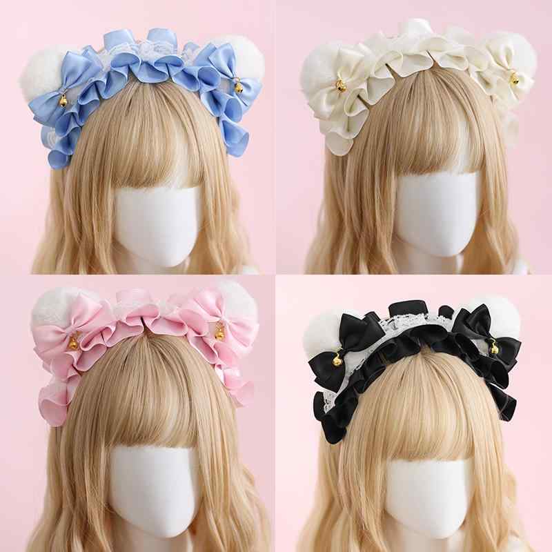カチューシャ キッズ 女の子 ロリータ クマ耳 ベル付き ふわふわ 秋冬 ヘアバンド 髪飾り かわいい ヘアアクセサリー