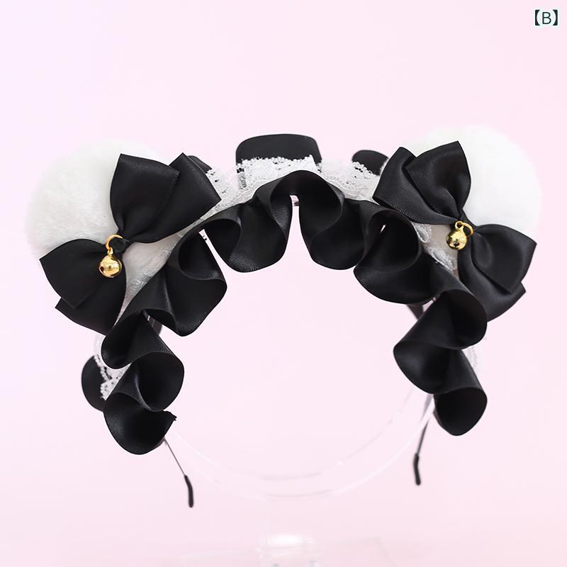 ふんわり暮らし鞄店のカチューシャ キッズ 女の子 ロリータ クマ耳 ベル付き ふわふわ 秋冬 ヘアバンド 髪飾り かわいい ヘアアクセサリー｜アングル3